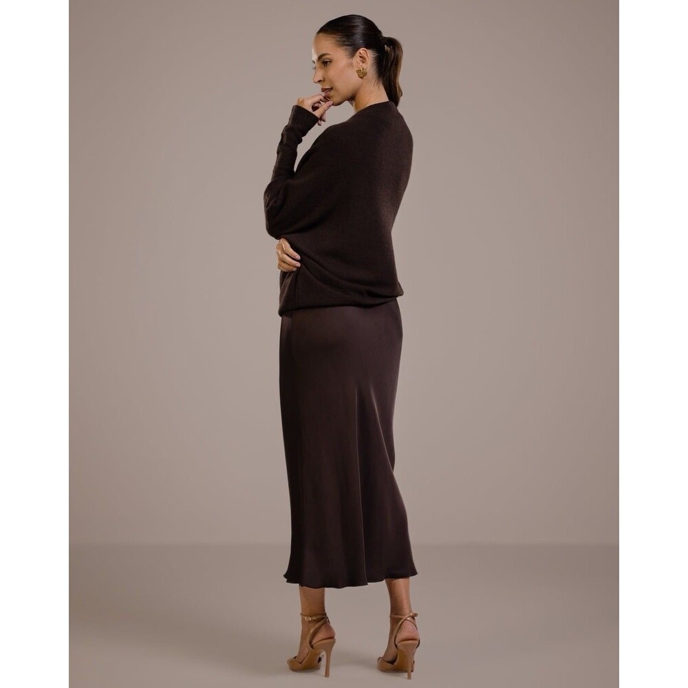Womens Size XS Jaki London Asymmetrical Draped Back Seamless Sweater Brown NWT - Picture 6 of 12
